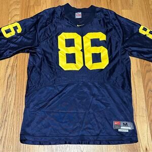 Michigan Wolverines Jersey Mens M+2 Blue Nike 86 Mesh Football Center Swoosh